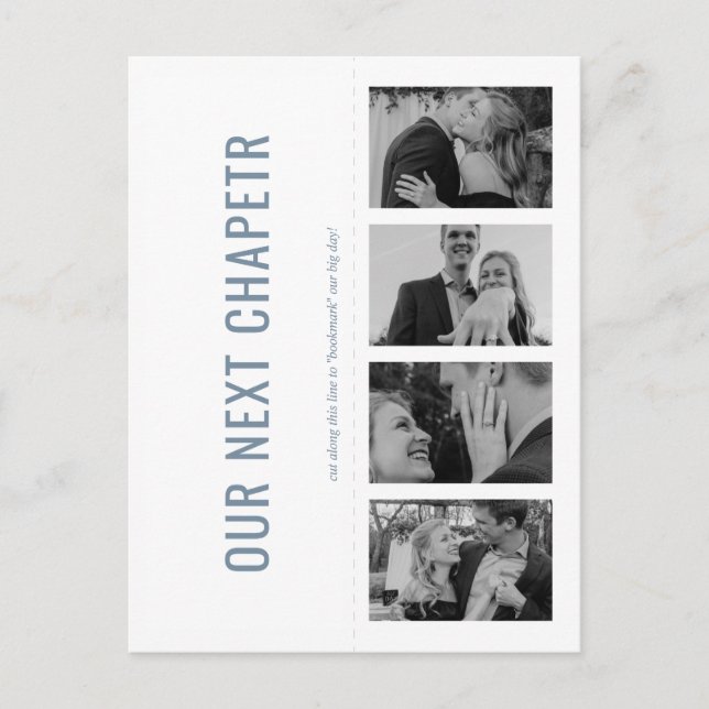 Our Next Chapter Bookmark Save the Date Invitation Postcard (Front)