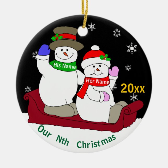 Our Nth Christmas Ceramic Ornament (Front)