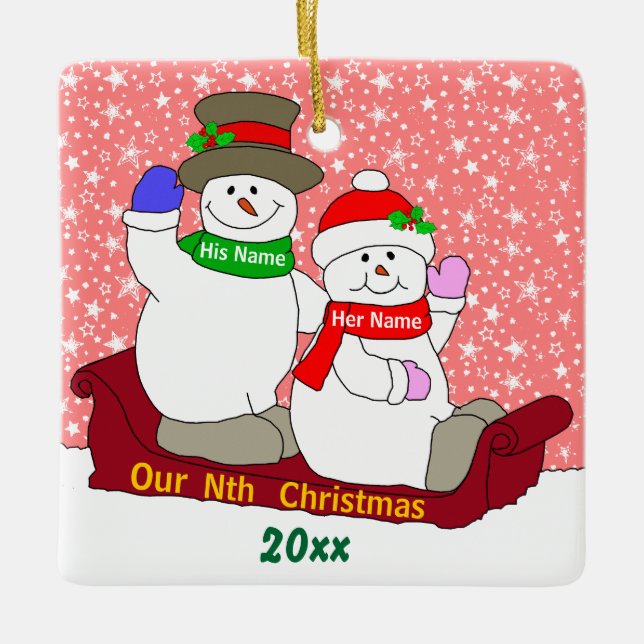 Our Nth Christmas Ceramic Ornament (Front)