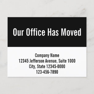 Our Office Has Moved Black and White Template Postcard