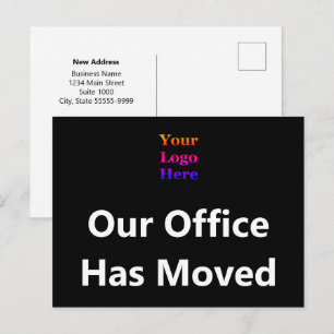 Our Office Has Moved Branded Logo Black 2-Sided Postcard