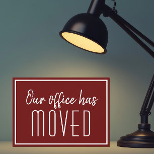 Our Office Has Moved Burgundy Red Business Moving Announcement