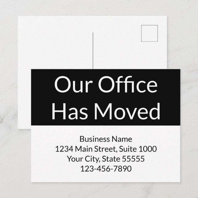 Our Office Has Moved Business Black and White Postcard (Front/Back)