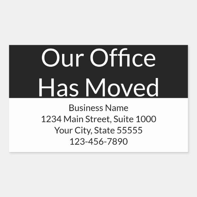 Our Office Has Moved Business Black and White Sticker (Front)