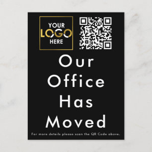 Our Office Has Moved Business Logo QR Code Postcard