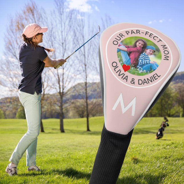 OUR PAR-FECT MOM Photo Monogram Pink Golf Head Cover (Creator Uploaded)