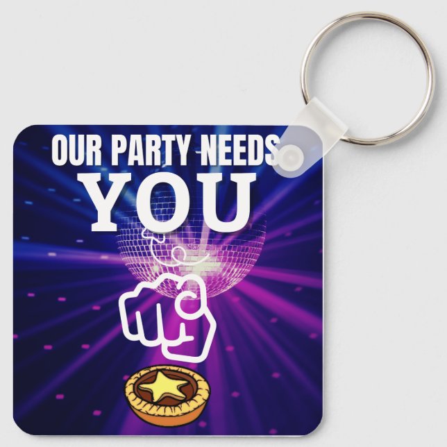 Our Party Need You - Mince Pies Keychain (Back)