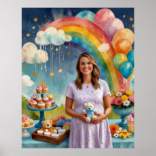 Our Rainbow Baby is Coming Garden Scene Poster (Front)
