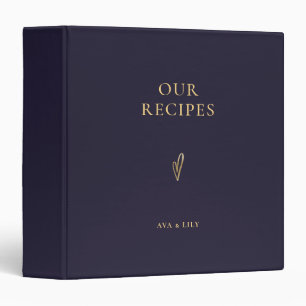Our Recipes Gold Heart Custom Name Cookbook Binder