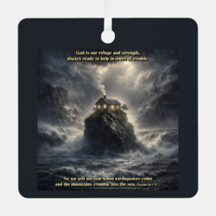 Our refuge & strength metal ornament