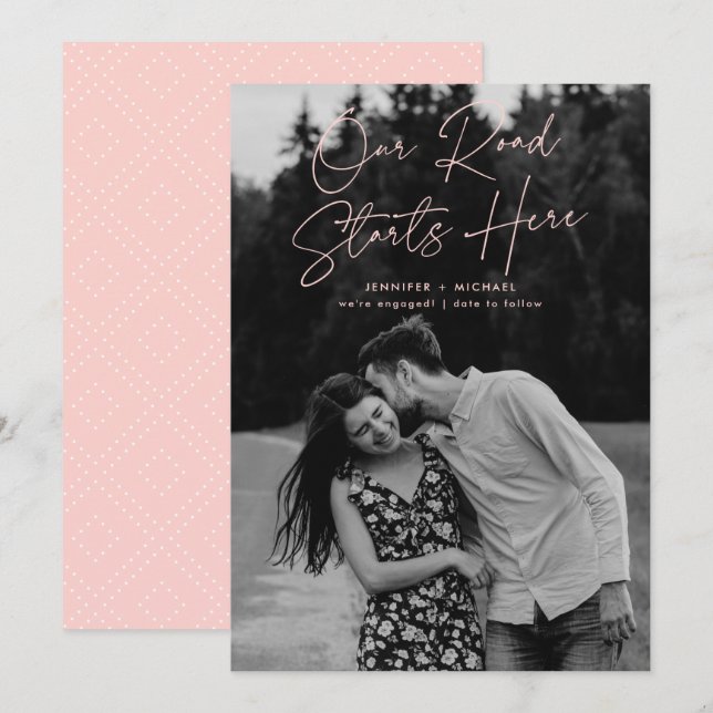 Our Road Starts Here Photo Engagement Announcement (Front/Back)