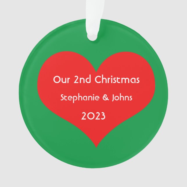 Our Second Christmas Together Red Heart 2023 Cute Ornament (Front)