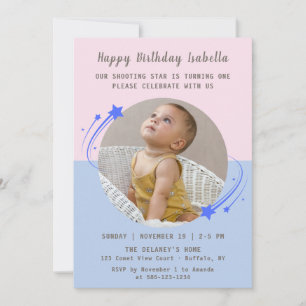 Our Shooting Star is Turning One Birthday  Invitation