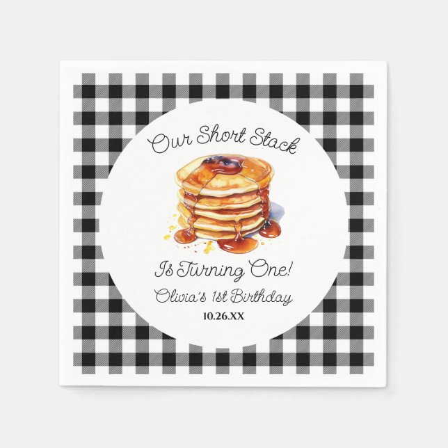 Our Short Stack Pancakes Breakfast Birthday Party Napkin (Front)