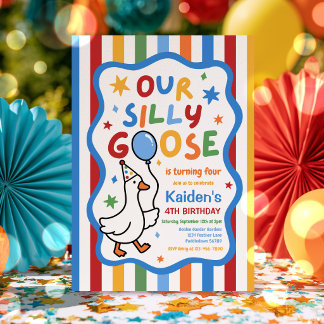 Our Silly Goose Boy Colourful Birthday Party  Invitation