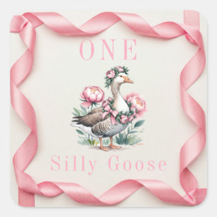 Our Silly Goose is Turn One Birthday Square Sticker