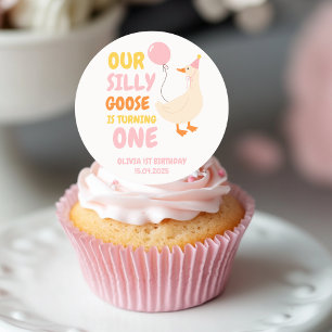 Our Silly Goose Is Turning One   Colourful  Classic Round Sticker