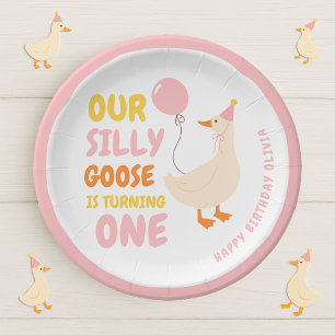 Our Silly Goose Is Turning One Colourful Paper Plate
