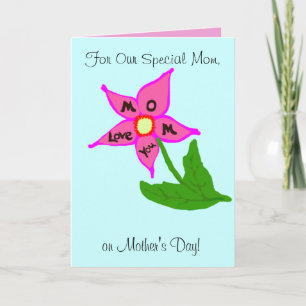 Our Special Mom Blue Pink Floral Yellow Irises Card