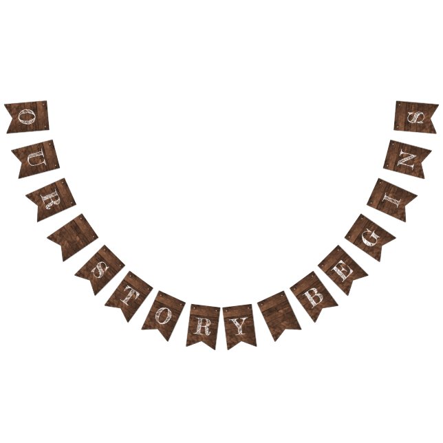 Our Story Begins Barn Wood Wedding Bunting Flags (All)