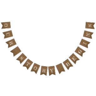 Our Story Begins Burlap Look Wedding Bunting Flags