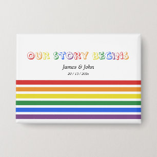 Our Story Begins Rainbow LGBTQ Flag Couple