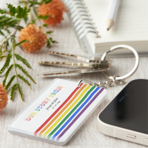 Our Story Begins Rainbow LGBTQ Flag Couple Acrylic Keychain