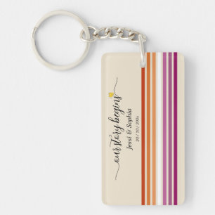 Our Story Begins Sunset Lesbian Flag Acrylic Keychain
