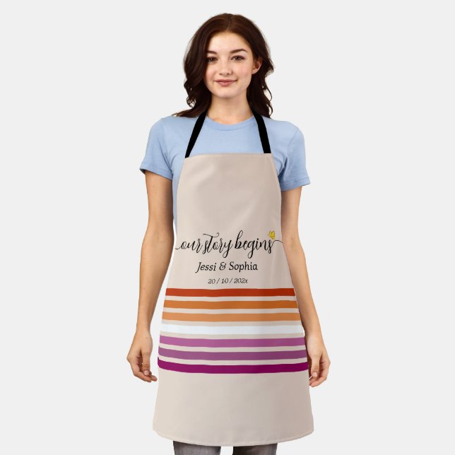 Our Story Begins Sunset Lesbian Flag Apron (Worn)