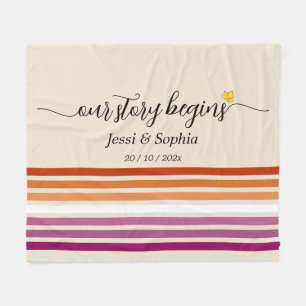 Our Story Begins Sunset Lesbian Flag Fleece Blanket