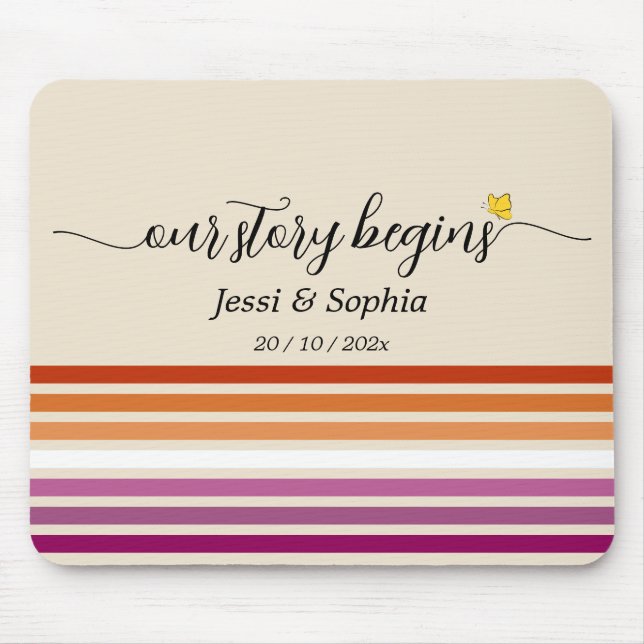 Our Story Begins Sunset Lesbian Flag Mousepad (Front)