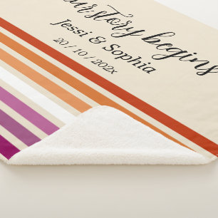 Our Story Begins Sunset Lesbian Flag Sherpa Blanket