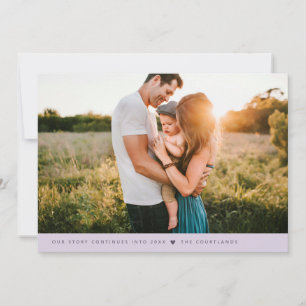 Our Story Minimalist New Years Photo Purple Holiday Card