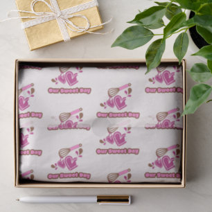 Our Sweet Day Brown And Pink Wedding Bag Seals Tissue Paper
