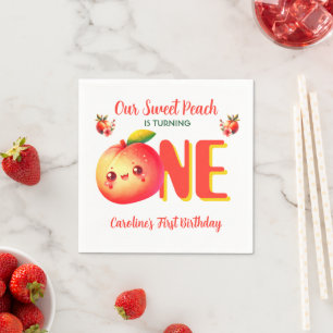  Our Sweet Little Peach Birthday Napkin