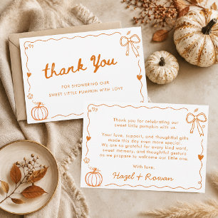 Our Sweet Little Pumpkin Doodle Baby Shower Thank You Card