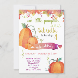 Our sweet little pumpkin girl birthday invite. invitation