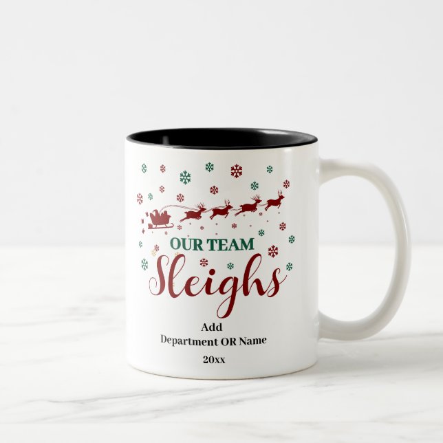 Our Team Sleigh Christmas Gift for Employees Two-Tone Coffee Mug (Right)