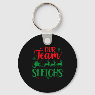 Our Team Sleighs Christmas Santa Reindeers Office Keychain