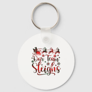 Our Team Sleighs Christmas Santa Reindeers Office  Keychain
