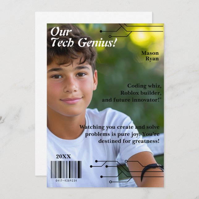 Our Tech Genius Magazine Cover Holiday Card (Front/Back)
