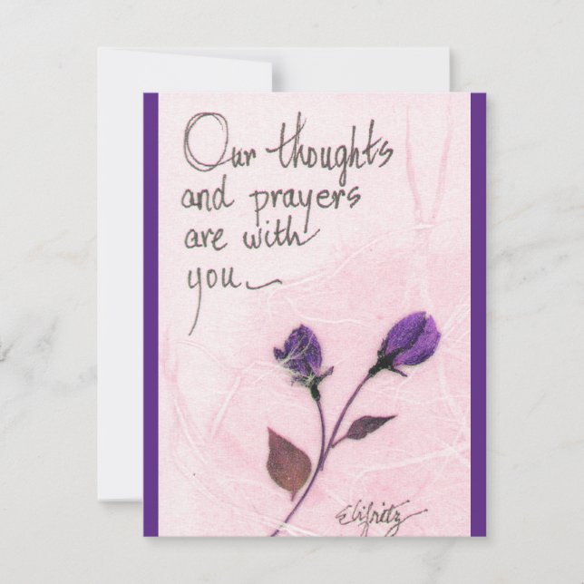 Our thoughts and prayers saying roses note card (Front)