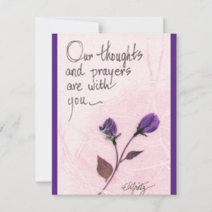 Our thoughts and prayers saying roses note card