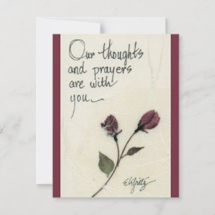 Our thoughts and prayers saying roses note card