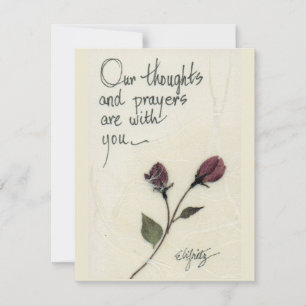 Our thoughts and prayers saying roses note card