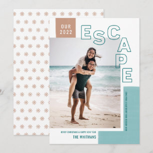Our Travel Escape Beach Modern Photo Christmas Holiday Card