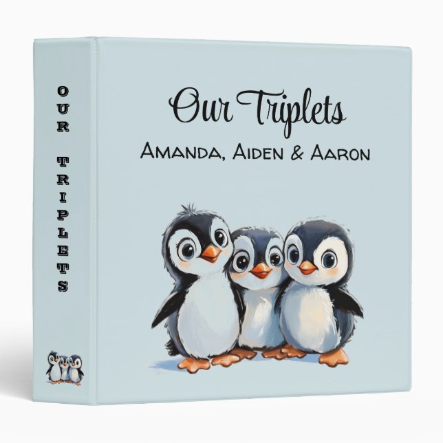 Our Triplets, Custom Baby Album, Triplet Babies, Binder (Front/Spine)