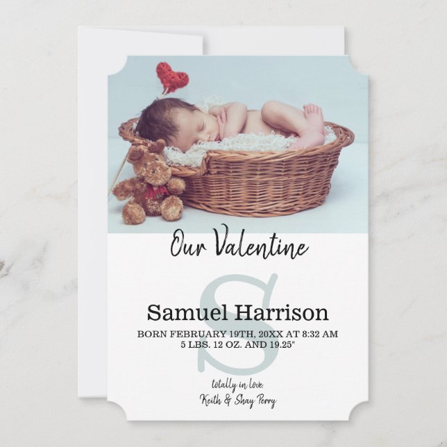 Our Valentine February Baby Announcement (Front)