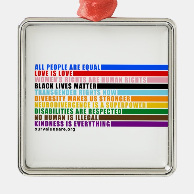 Our Values Are Metal Ornament (Front)