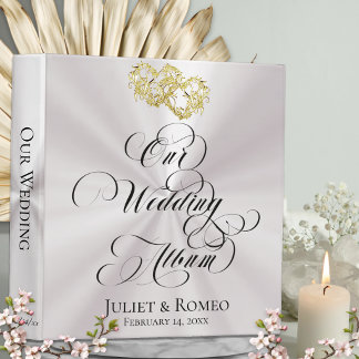 Our Wedding Album & Heart Monogram - White/Gold Binder